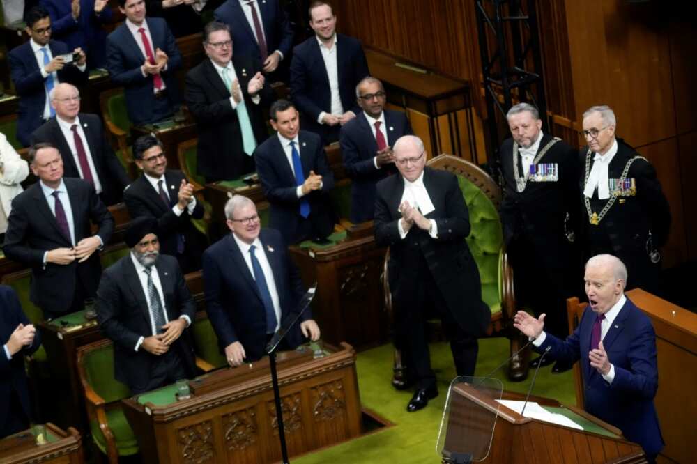 US President Joe Biden addresses the Canadian Parliament in Ottawa