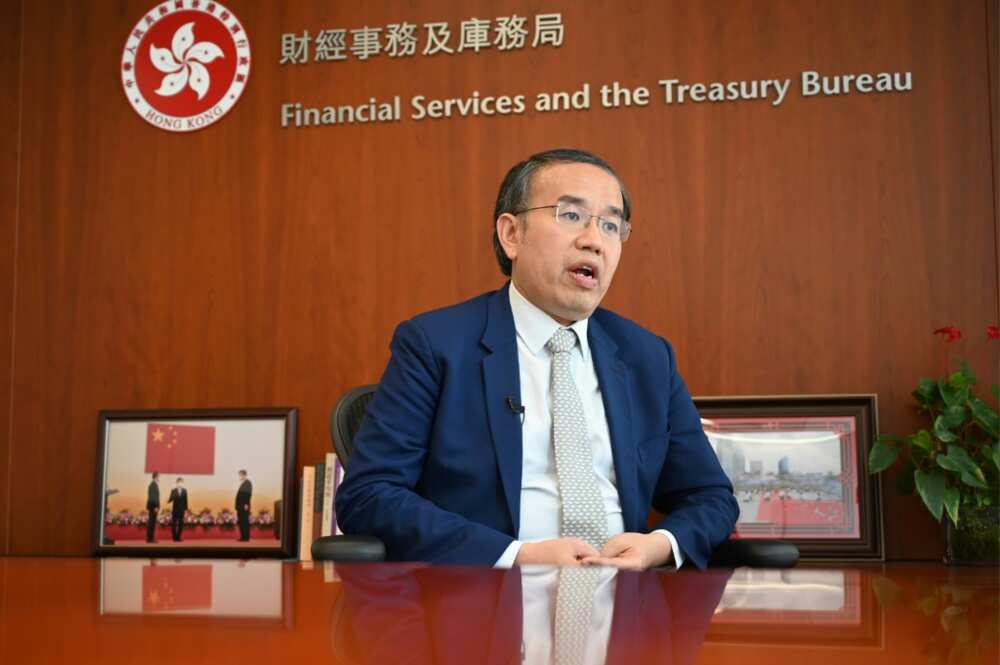 Hong Kong treasury chief Christopher Hui speaks during an interview with AFP in Hong Kong Hong Kong treasury chief Christopher Hui speaks during an interview with AFP in Hong Kong