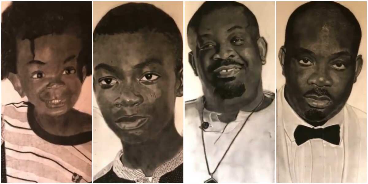 Too much talent: Don Jazzy gushes over portrait of him at different phases of his life made by artist