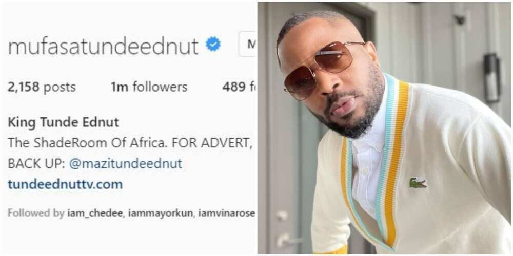 Fans Hail Tunde Ednut as he secures Instagram verification badge