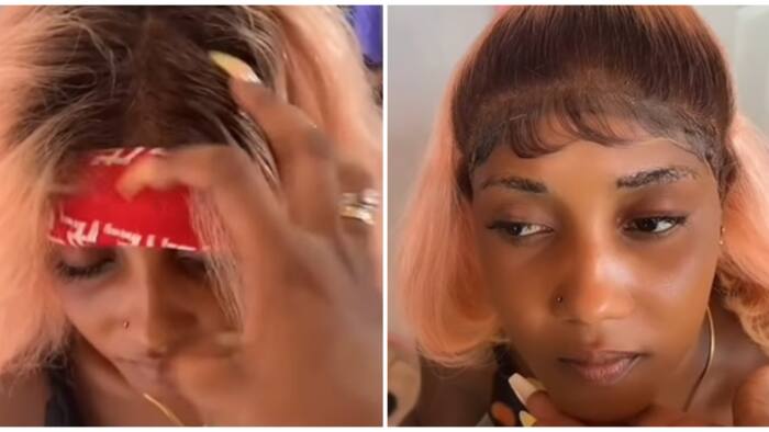 Make the edges no enter her eyes o: Reactions to video of lady getting lace frontal wig