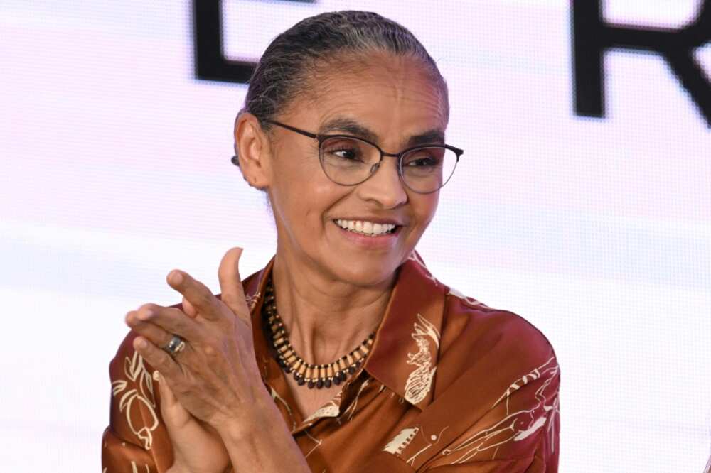 Brazil's new Environment Minister Marina Silva gestures during her swearing-in ceremony in Brasilia on January 4