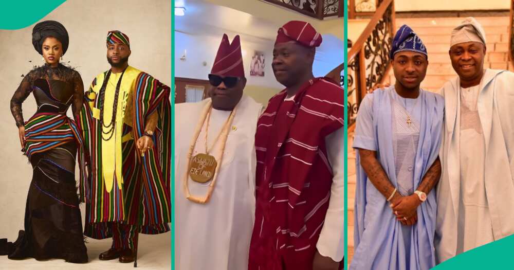 Davido's Dad and his uncle, Governor Adeleke spotted at his wedding.