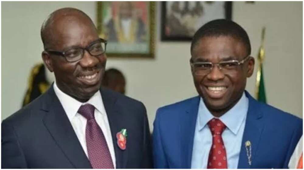 Gwamna Obaseki tare da mataimakinsa, Shaibu. Gwamna Obaseki tare da mataimakinsa, Shaibu.
