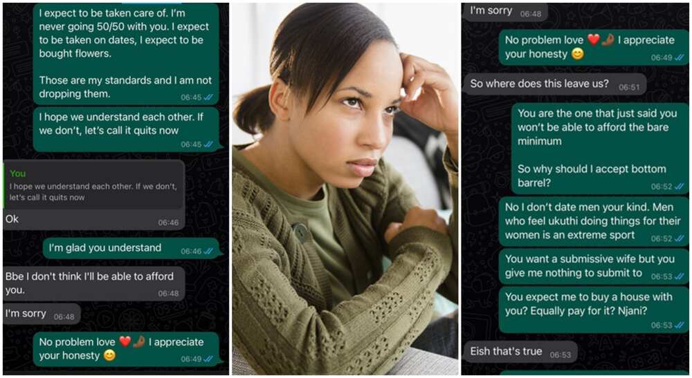 Bitter Whatsapp chats between a lady and her man as they end their relationship.