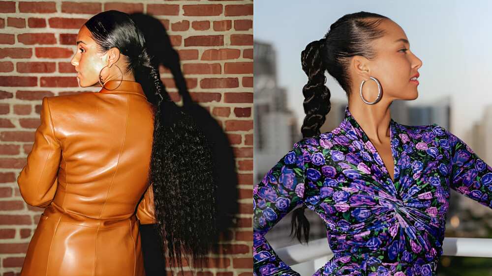 Alicia Keys' braided ponytail hairstyles