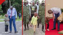 Cute photos as Kenya's president gives viral barefooted boy tour of state house, melts hearts
