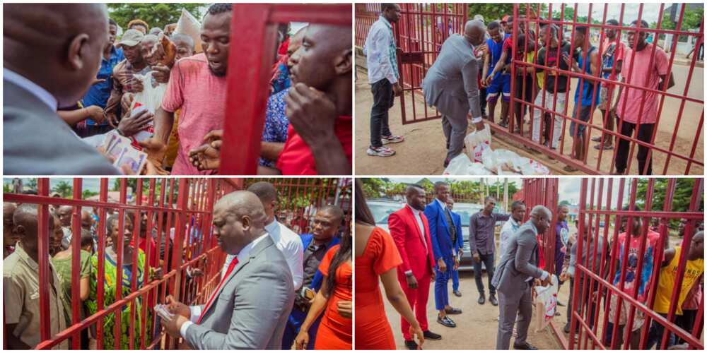 Nigerians react as billionaire gives people cash and foodstuffs to 120 persons