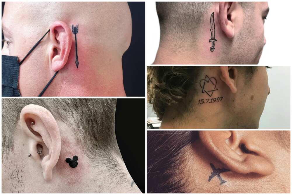 Meaningful back of the ear tattoo