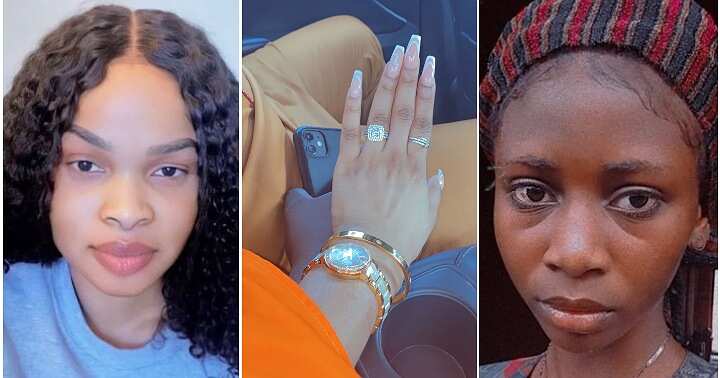 Drama as lady flaunts someone else's engagement ring as hers, original owner reacts