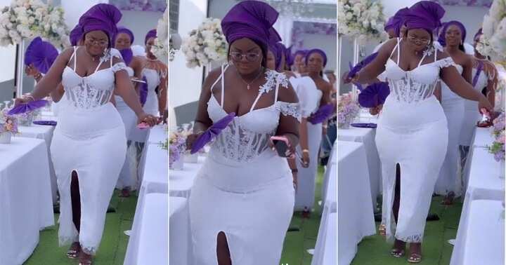 Chubby lady dances at wedding