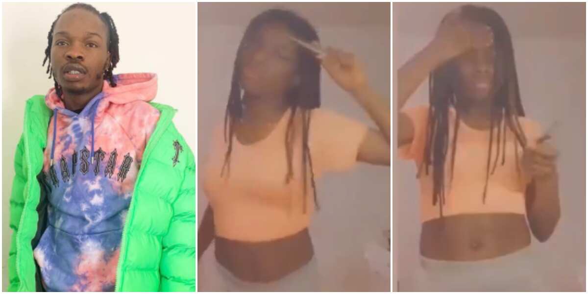 Challenge gone wrong: Young lady cuts herself with a knife by accident while doing Naira Marley's song (video)