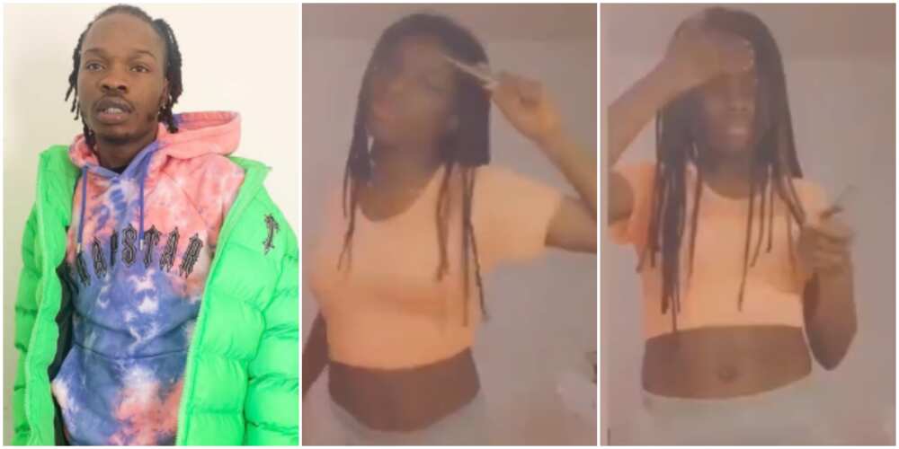 Naira Marley shares video of lady who cut herself doing his challenge (video)