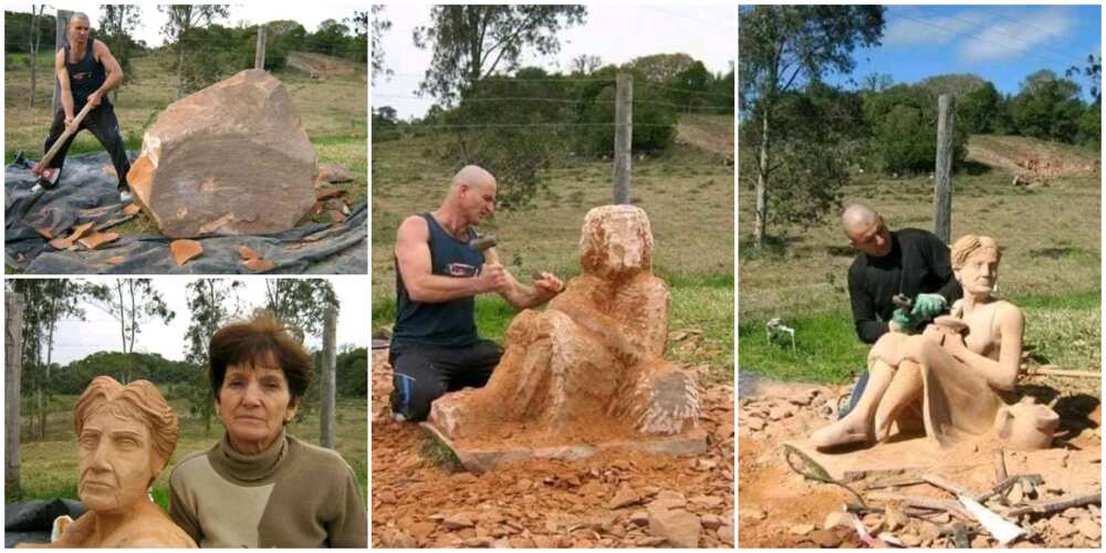 Young man makes beautiful woman sculpture from rock, beautiful photos wows social media, goes viral