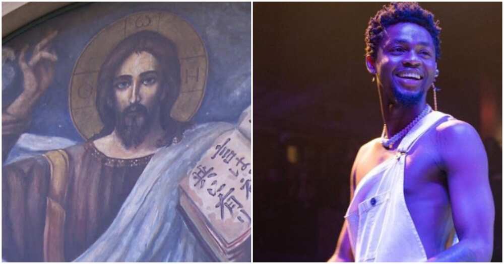 Photos of Omah Lay and Jesus Christ