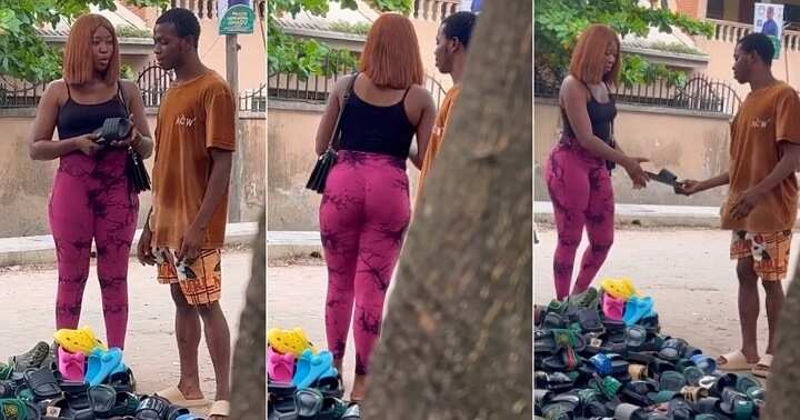 Lady offers her body to slippers seller
