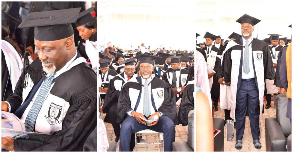 Massive congratulations as Dino Melaye bags another degree, graduation photos emerge