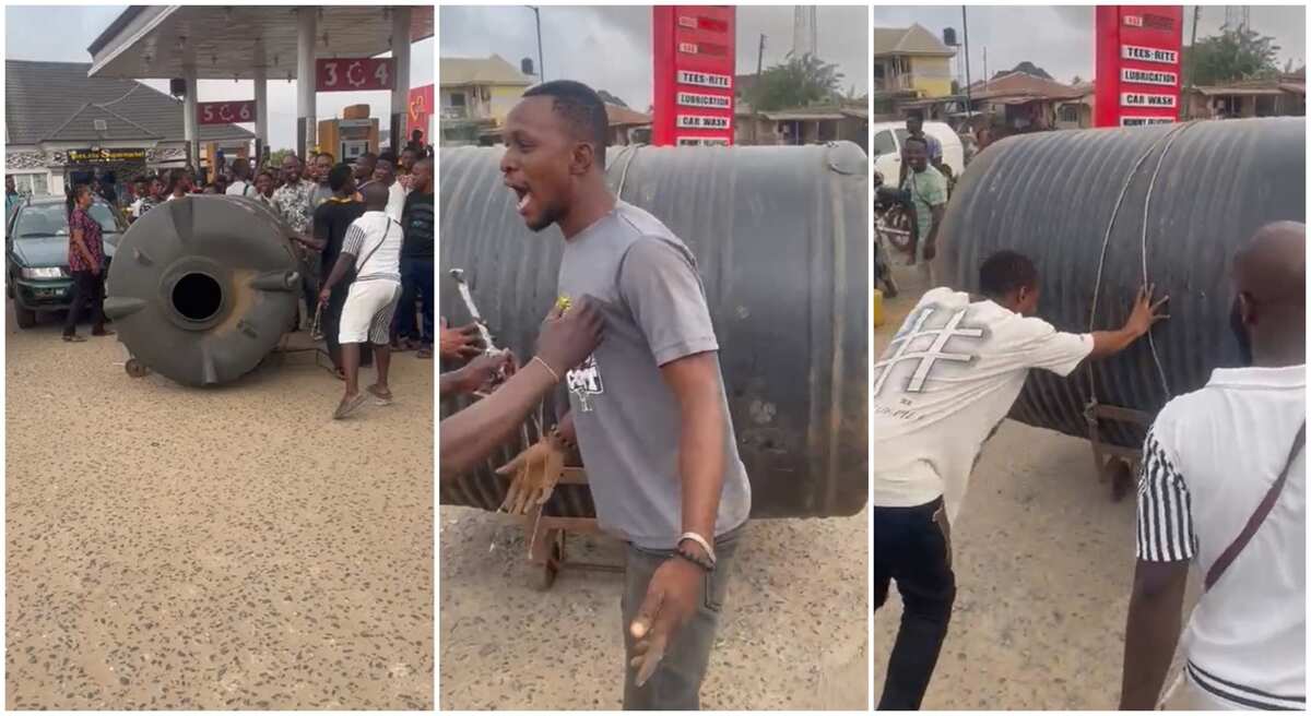 Video: See the moment a man came to buy fuel with an overhead tank