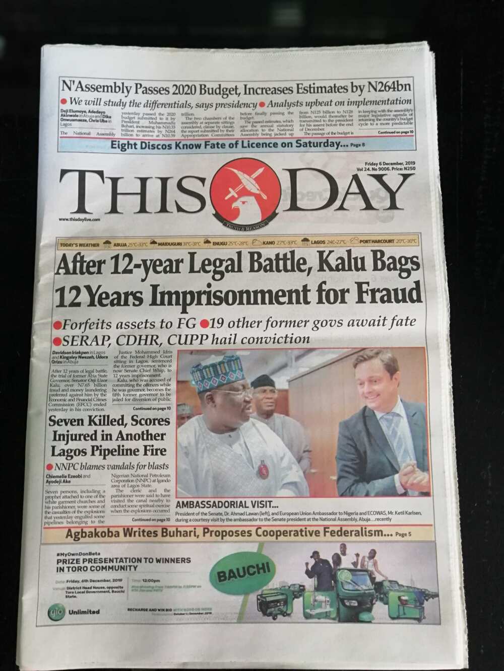Newspaper review for Friday, December 6: Reactions as court jails Orji Kalu 12 years