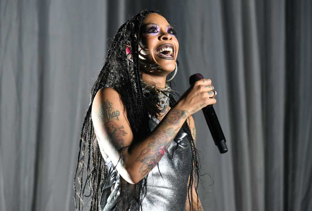 Rico Nasty performs during the "Blue Water Roadtrip" circuit  astatine  Oakland Arena