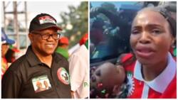 "Daddy you'll win," Goosebumps as nursing mother stops Peter Obi's convoy, make declarations amid tears
