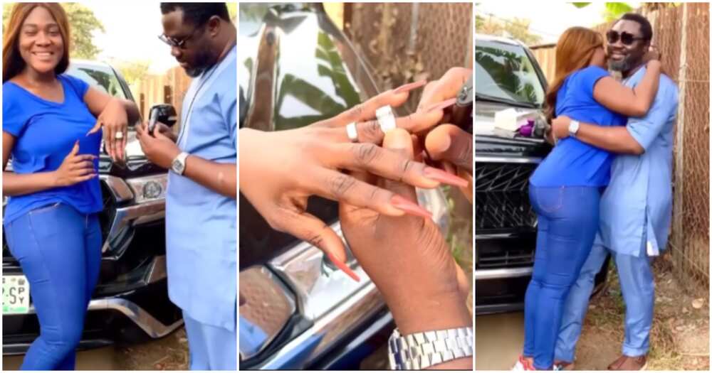 Mercy Johnson blushes hard as hubby gifts her new N2.7 million diamond engagement ring