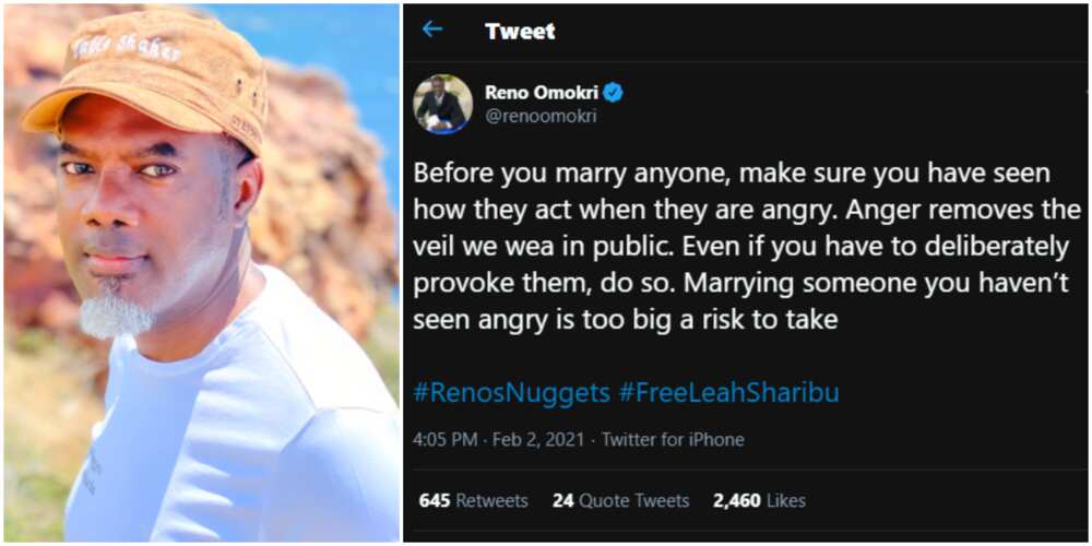 Marrying someone you haven't seen angry is too big a risk to take, Reno Omokri reveals
