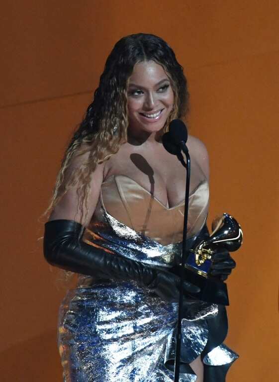 Beyonce, shown here in 2023 accepting the Grammy for Best Dance/Electronic Music Album for her smash record "Renaissance"