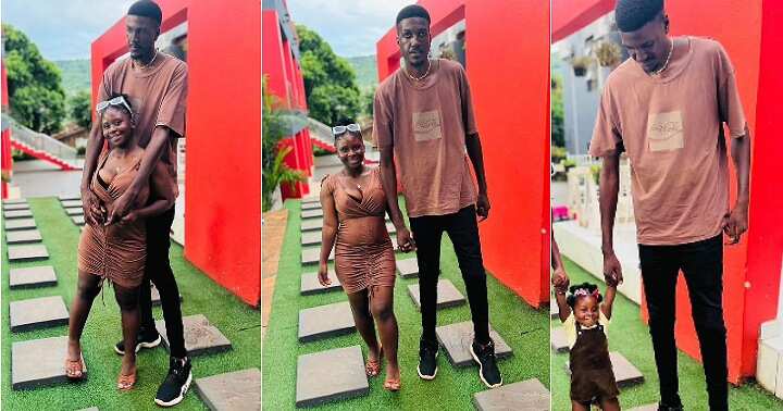 Photos of a doting couple, tall man and short woman