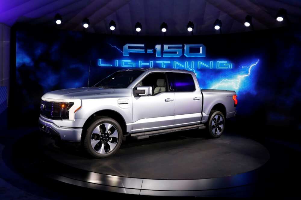 A Ford F-150 Lightning electric truck A Ford F-150 Lightning electric truck