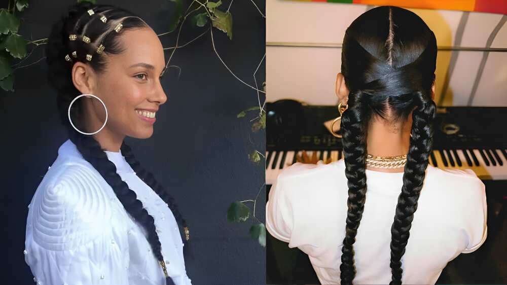 Alicia Keys' pigtails hairstyles