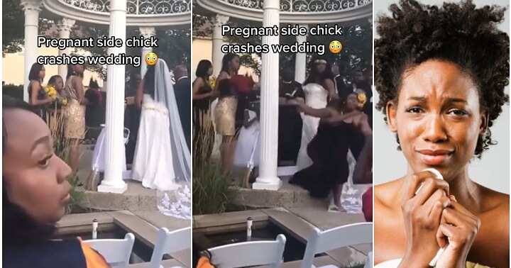 Sidechick crashes wedding, pregnant sidechick, tears