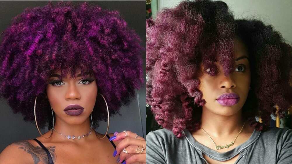 Short weave hairstyles in purple