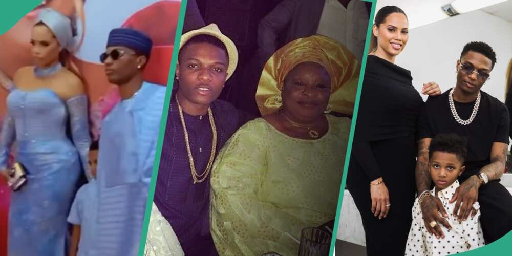 Wizkid, Jada and son at mother's burial, Wizkid and late mother, Wizkid with baby mama Jada P and son Zion