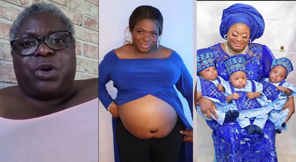 Photos of Funmi Edeni, a 54-year-old woman who gave birth to triplets.