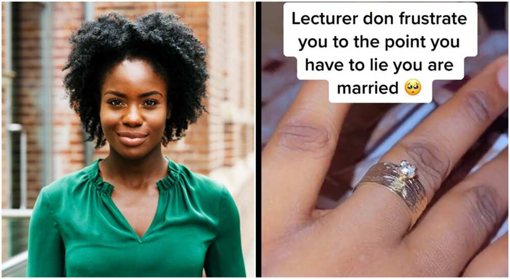 Photos of a lady wearing wedding ring.