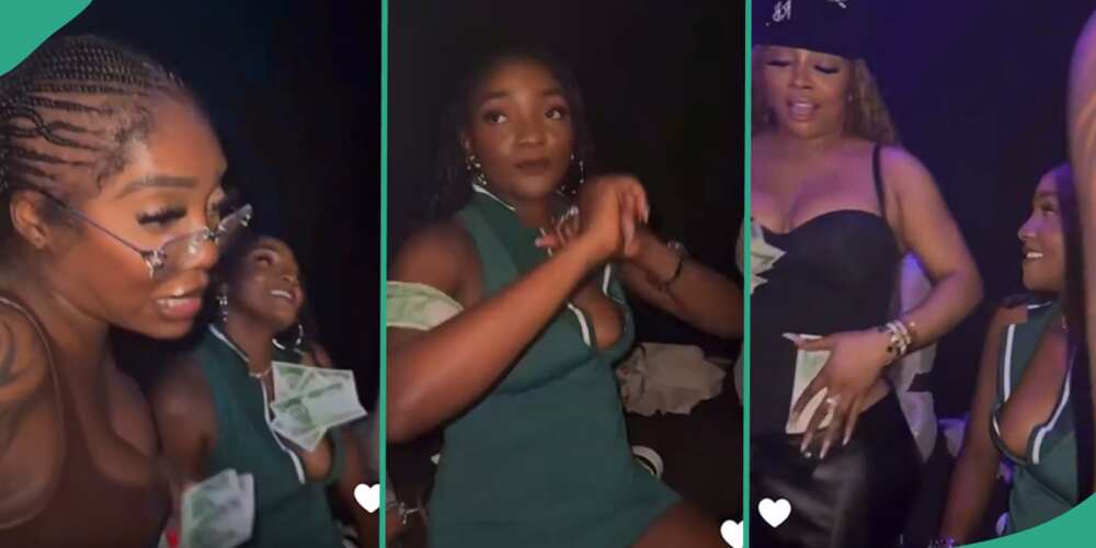 Tiwa Savage, Toke Makinwa spraying Simi money at nightclub.