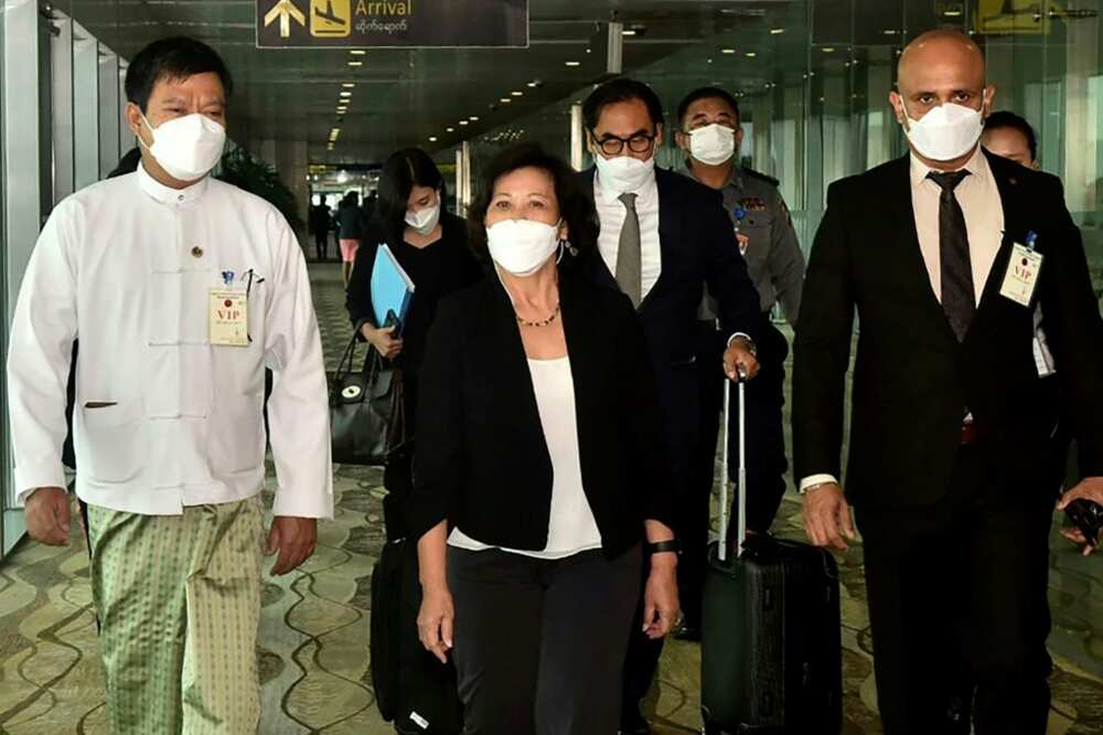 The UN's new special envoy for Myanmar Noeleen Heyzer (centre) has begun meetings with top junta officials The UN's new special envoy for Myanmar Noeleen Heyzer (centre) has begun meetings with top junta officials