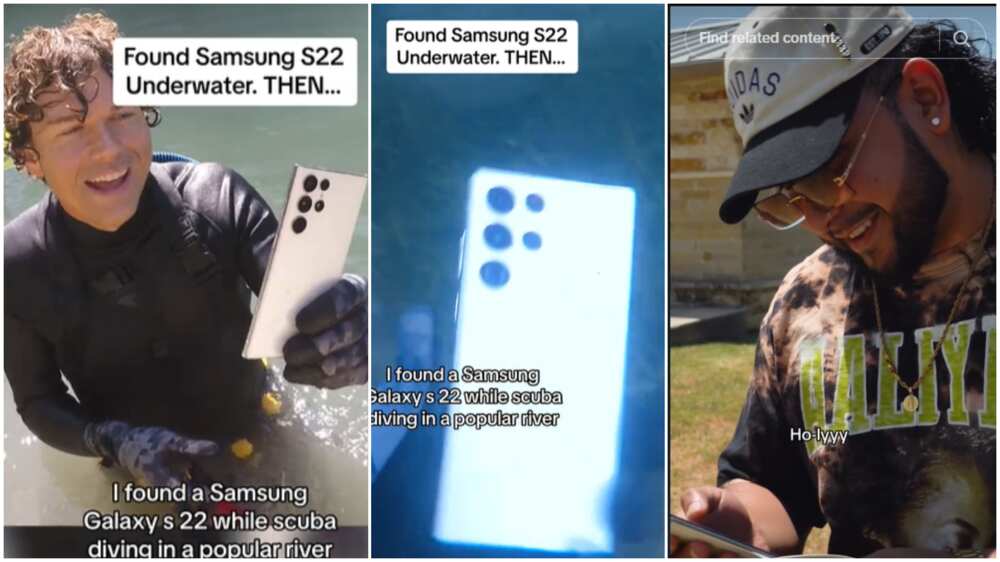 Samsung S22 phone/Man found lost phone in river.