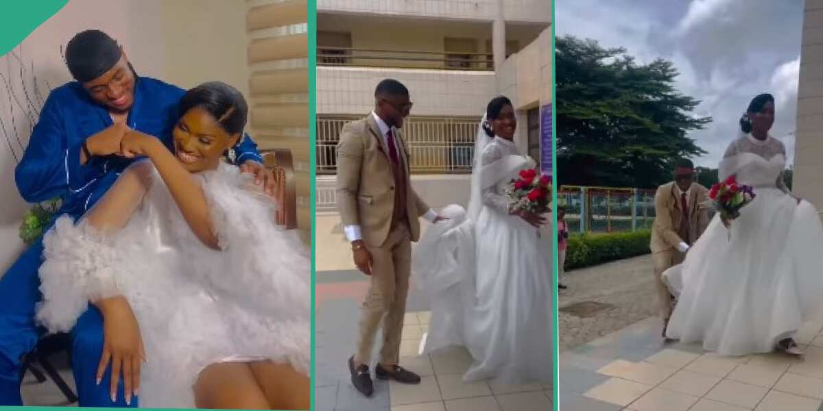Pretty bride uses her brother as man of honour, video of them walking stirs reactions