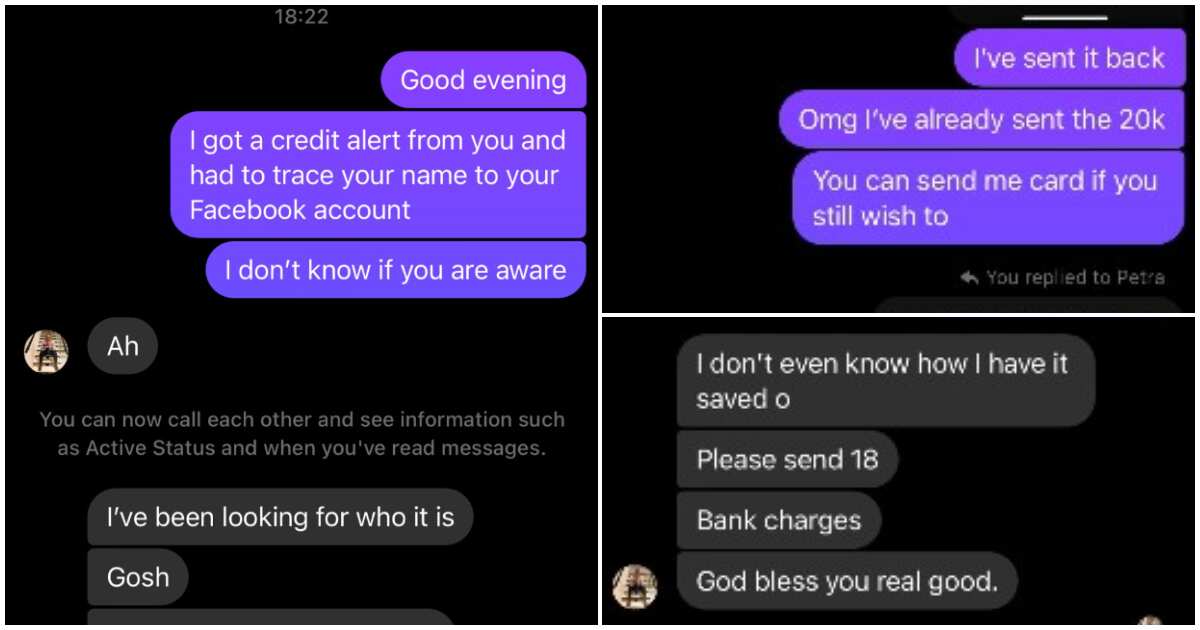 Reactions as Nigerian lady traces and returns N20k mistakenly sent to her account