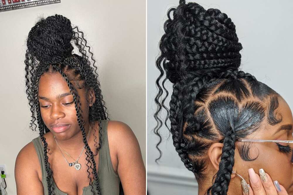 knotless braids with curls at the end