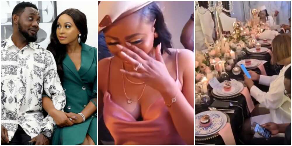 Comedian AY's wife, Mabel in Happy Tears as He Organises Fancy Surprise Party to Celebrate Her Birthday