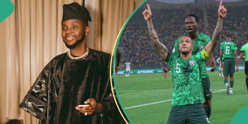 Kizz Daniel reacts as Nigeria defeats South Africa.