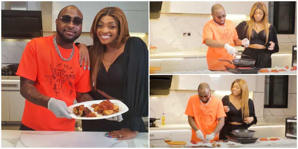 Singer Davido shows off his cooking skills, joins elder sister Sharon in the kitchen (video)