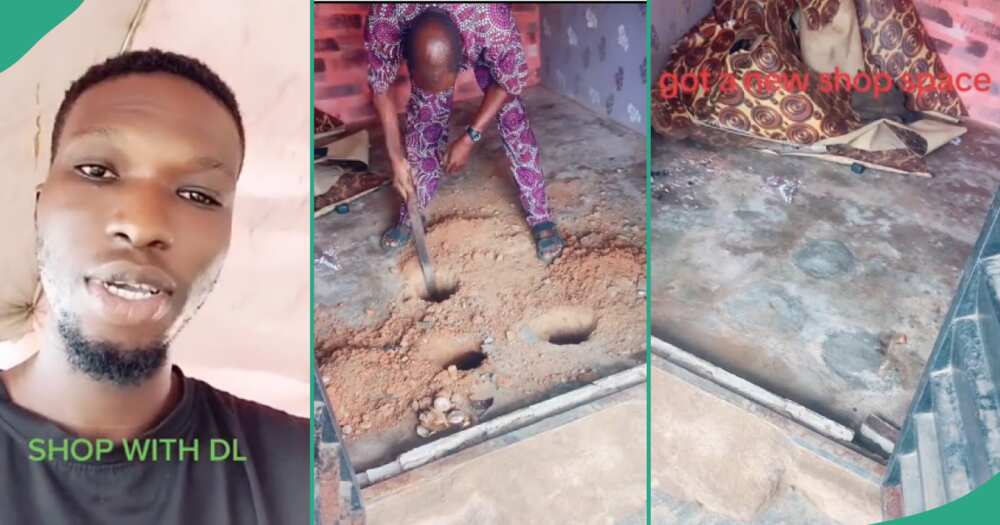Nigerian man names items dug up from three holes in his new shop