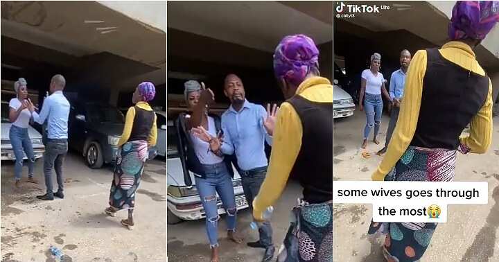 Married lady confronts husband and side chick