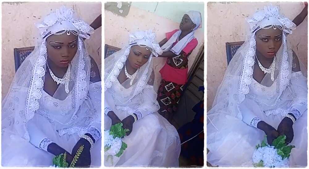 A bride who looked mournful on her wedding day.