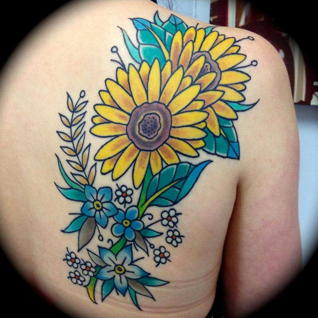 Tattoo uploaded by Jay Martinez  Fun sunflowers i got to do  neotraditional neotrad neotradtattoos flowers sumflowers sunflower  sunflowertattoo color colortattoo  Tattoodo