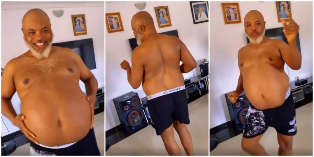 Somebody's zaddy: Shirtless pot bellied man flaunts tummy as he vibes hard to Kizz Daniel's song in viral video, many react